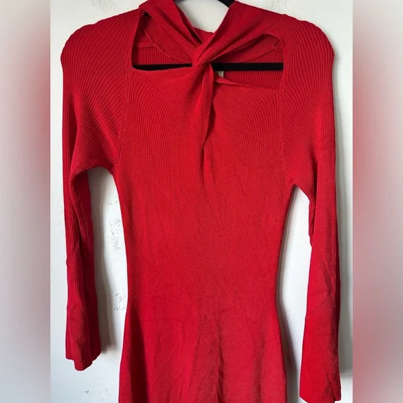 FARM RIO Elegant Red Long Sleeve Dress - Picture 4 of 9